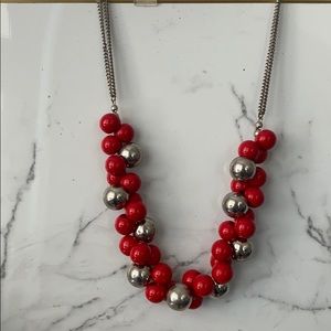 Red and silver bauble necklace